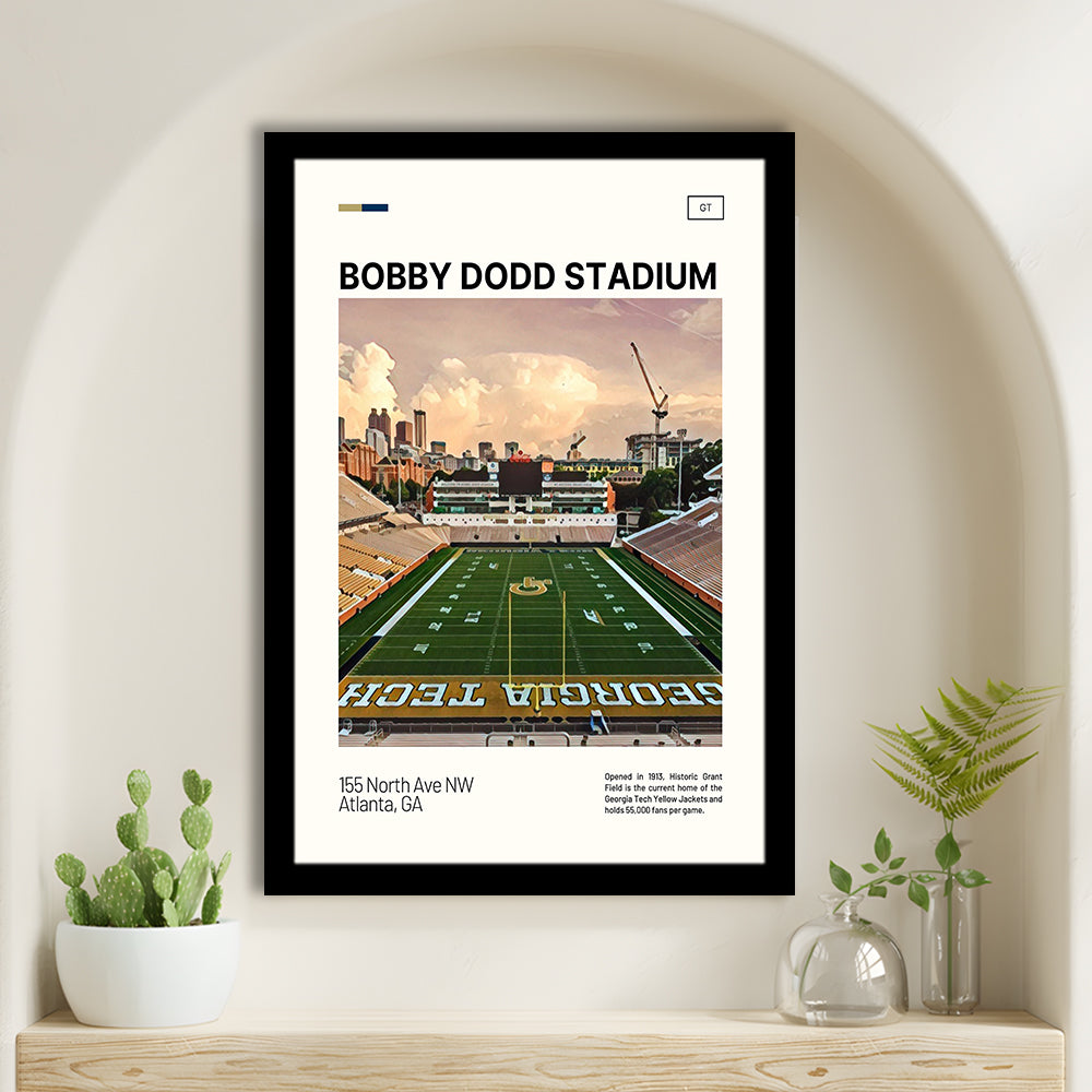 Bobby Dodd Stadium Print, Georgia Tech Yellow Jackets Stadium Art, Gifts for him, Sport Art, Framed Art Print Wall Decor