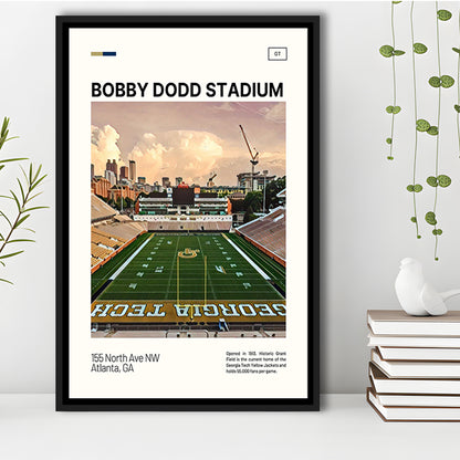 Bobby Dodd Stadium Print, Georgia Tech Yellow Jackets Stadium Canvas Art, Man Cave Gift, Floating Framed Canvas Print