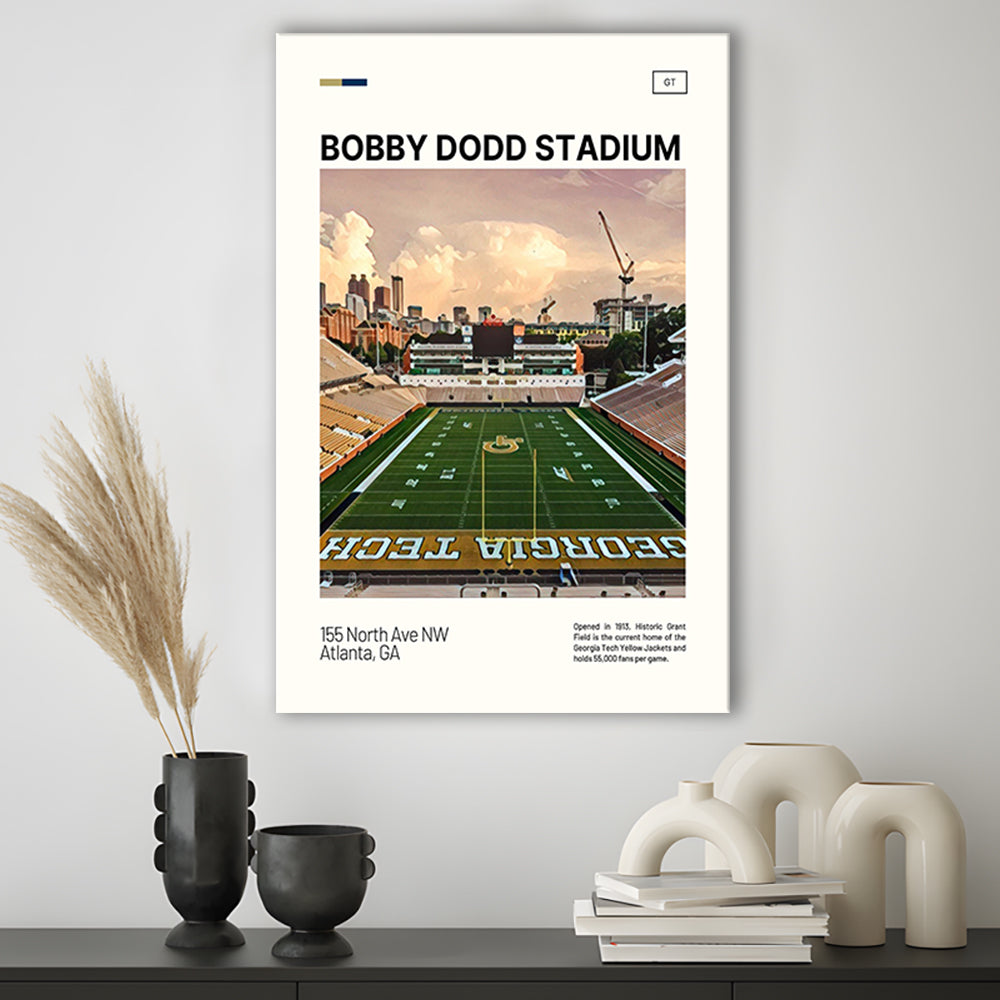 Bobby Dodd Stadium Print, Georgia Tech Yellow Jackets Stadium Canvas Art, Fan Gifts, Sport Art, Canvas Print Wall Art