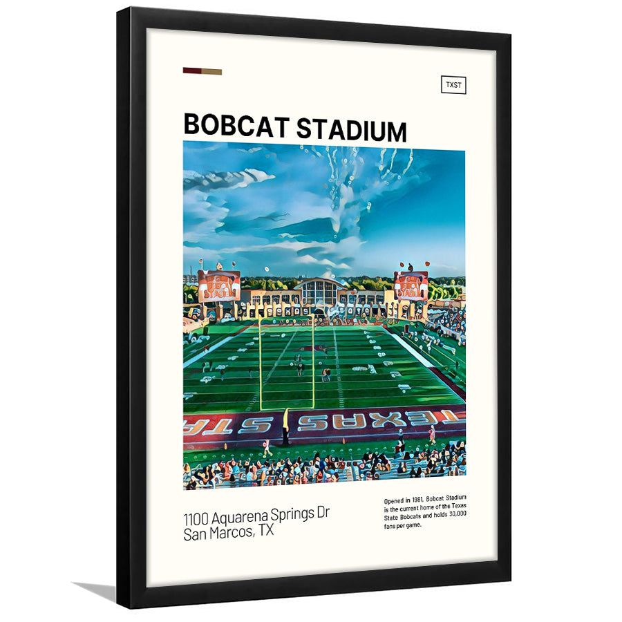 Bobcat Stadium Print, Texas State Bobcats Stadium Art, Gifts for him, Sport Art, Framed Art Print Wall Decor