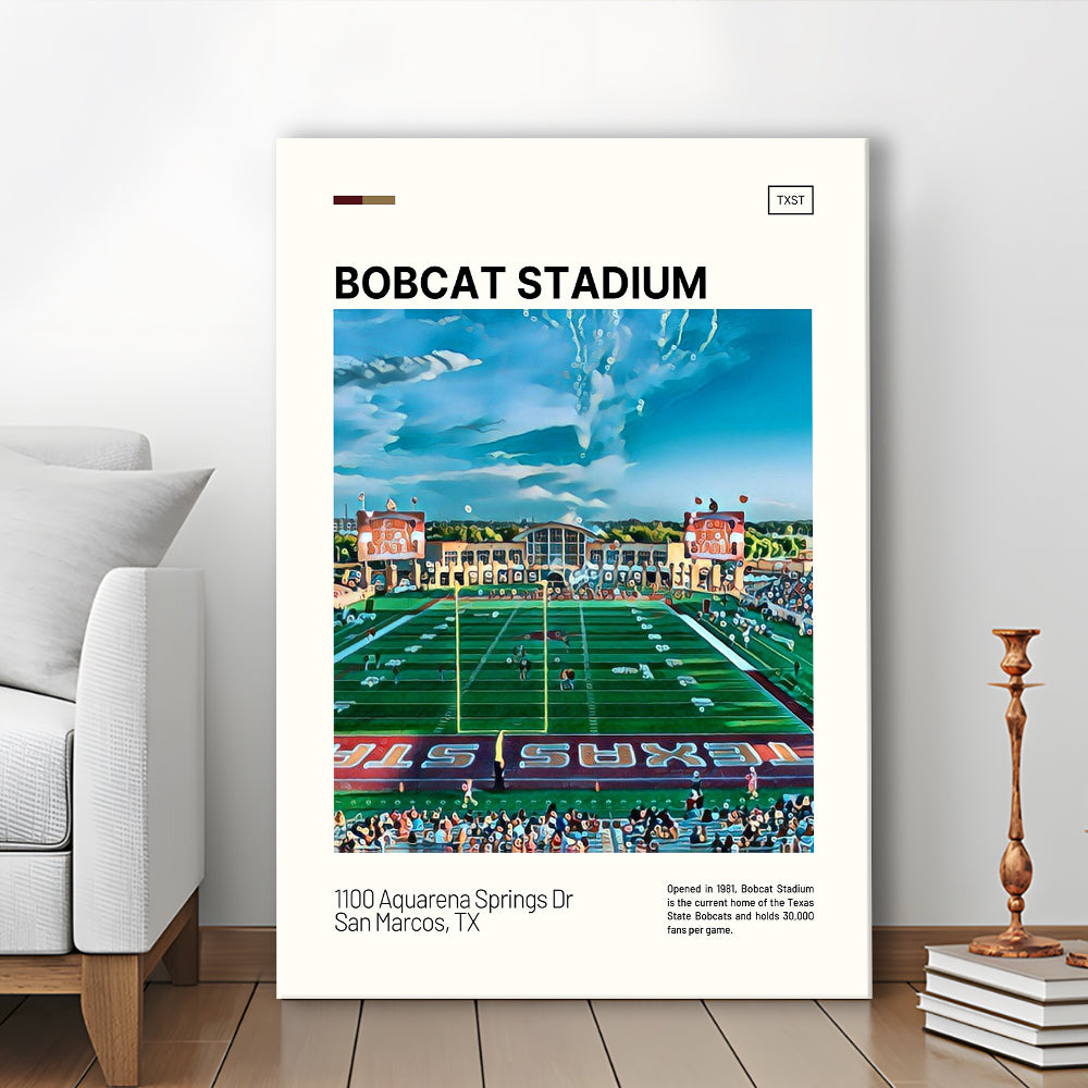 Bobcat Stadium Print, Texas State Bobcats Stadium Canvas Art, Fan Gifts, Sport Art, Canvas Print Wall Art