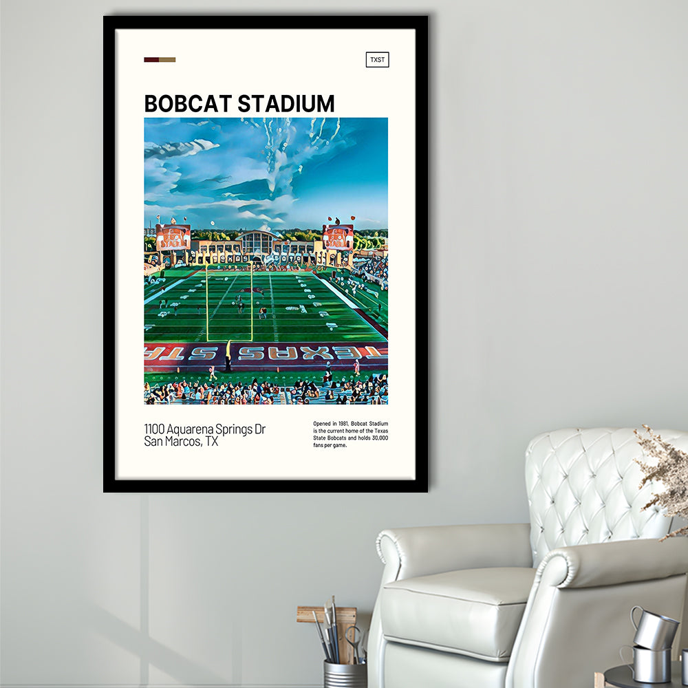 Bobcat Stadium Print, Texas State Bobcats Stadium Art, Gifts for him, Sport Art, Framed Art Print Wall Decor