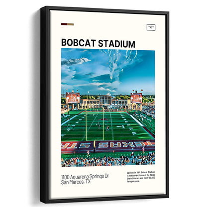 Bobcat Stadium Print, Texas State Bobcats Stadium Canvas Art, Man Cave Gift, Floating Framed Canvas Print Wall Art