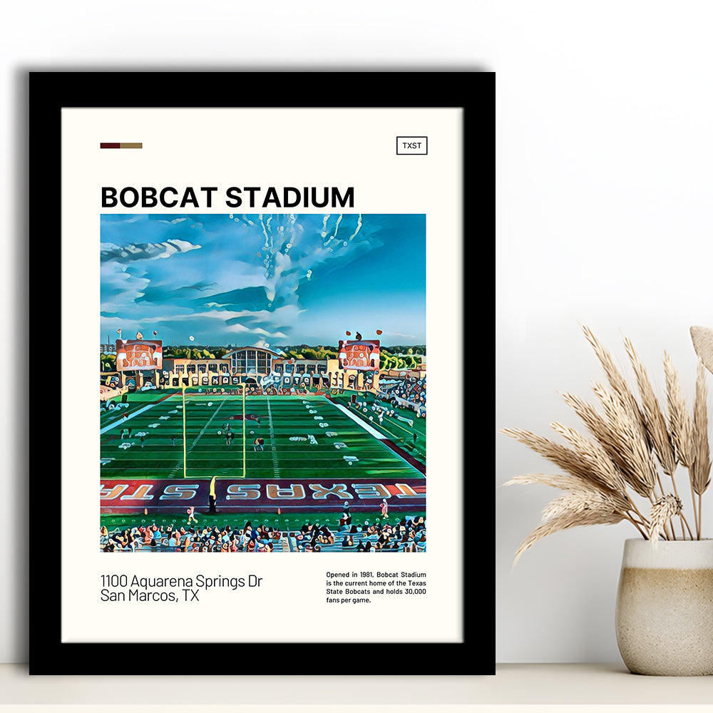 Bobcat Stadium Print, Texas State Bobcats Stadium Art, Gifts for him, Sport Art, Framed Art Print Wall Decor
