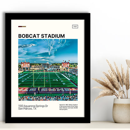 Bobcat Stadium Print, Texas State Bobcats Stadium Art, Gifts for him, Sport Art, Framed Art Print Wall Decor