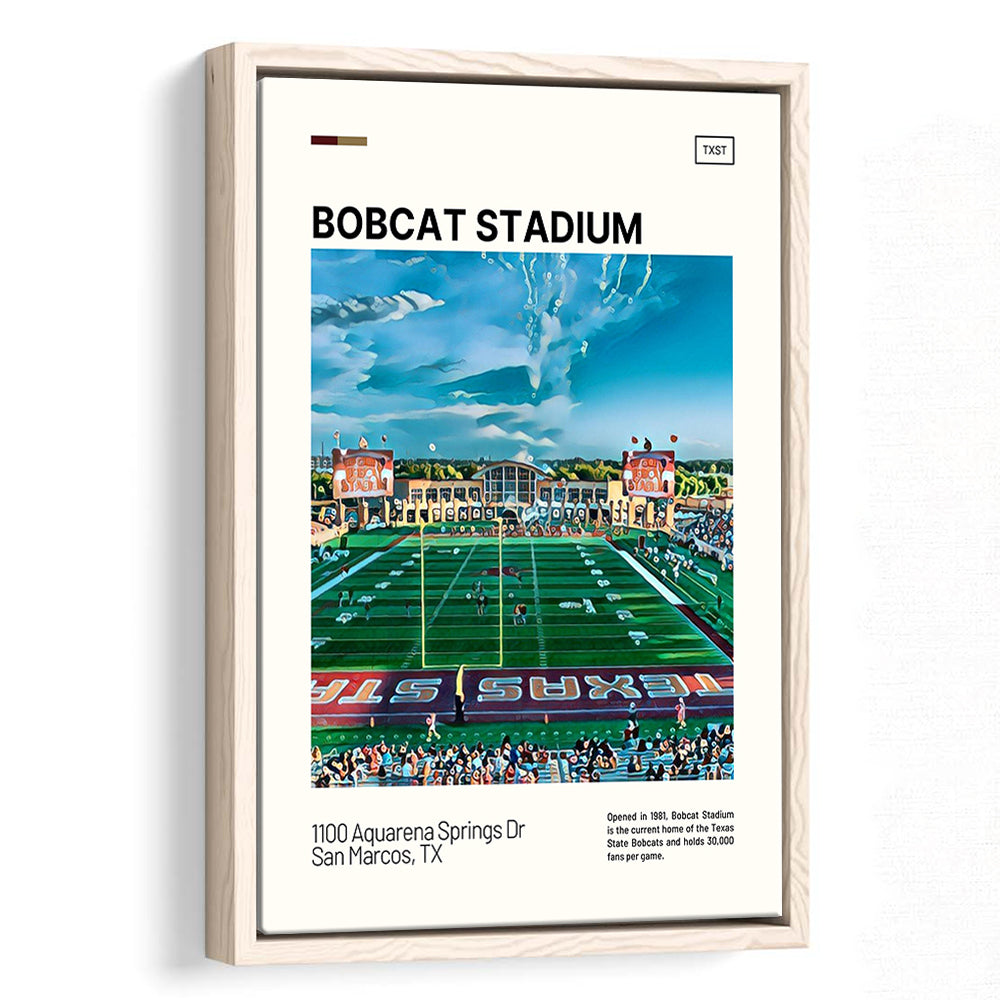 Bobcat Stadium Print, Texas State Bobcats Stadium Canvas Art, Man Cave Gift, Floating Framed Canvas Print Wall Art