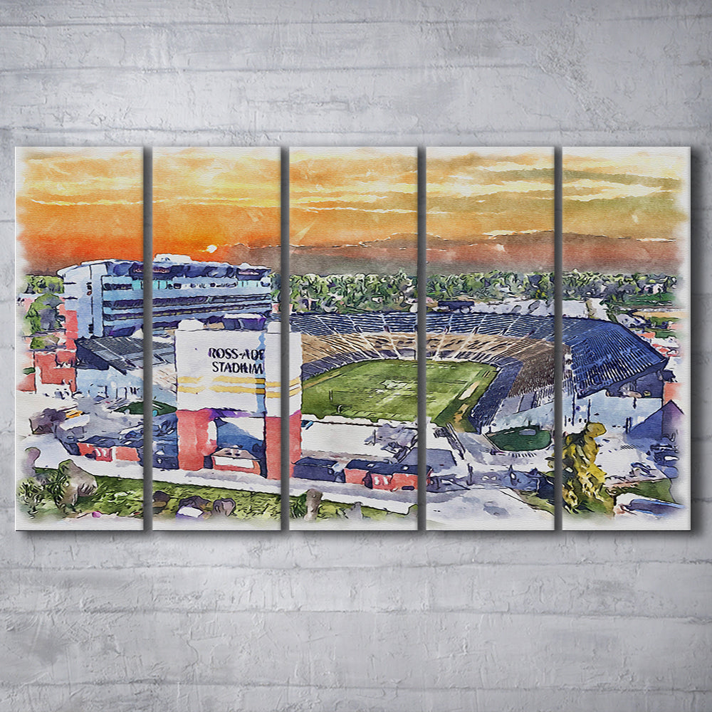 Boilermakers Stadium, Ross Ade Painting Stadium Watercolor, Sport Art, Extra Large Canvas Print Wall Art