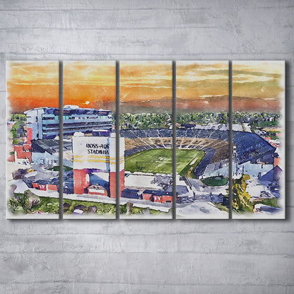 Boilermakers Stadium, Ross Ade Painting Stadium Watercolor, Sport Art, Extra Large Canvas Print Wall Art