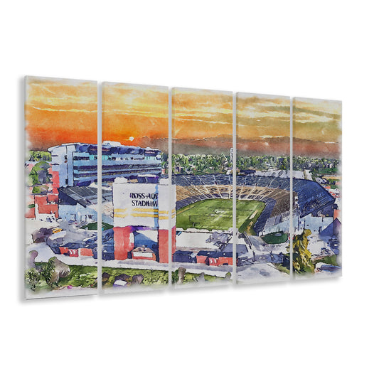 Boilermakers Stadium, Ross Ade Painting Stadium Watercolor, Sport Art, Extra Large Canvas Print Wall Art