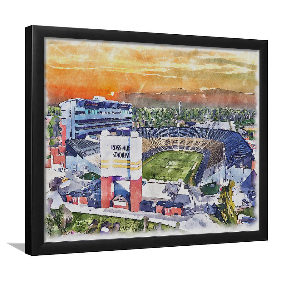 Boilermakers Stadium, Ross Ade Painting Stadium Watercolor, Sport Gift Art, Framed Art Print Wall Decor