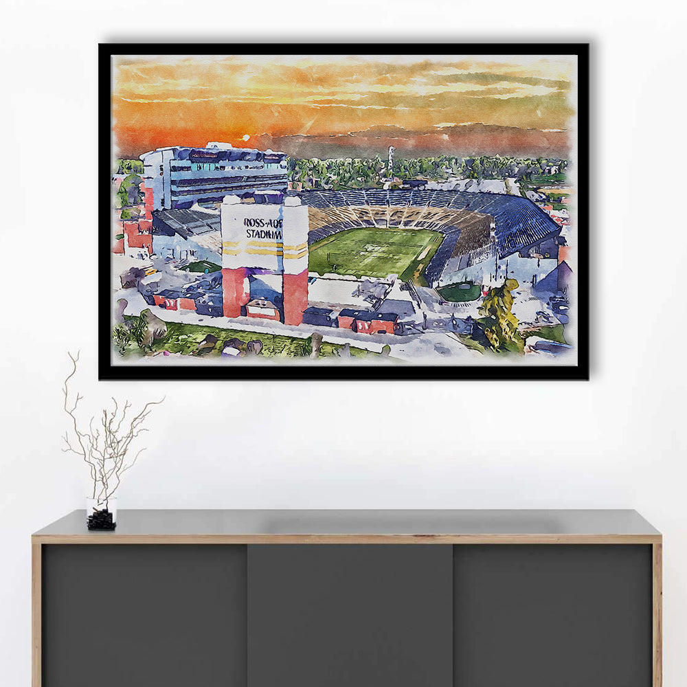 Boilermakers Stadium, Ross Ade Painting Stadium Watercolor, Sport Gift Art, Framed Art Print Wall Decor