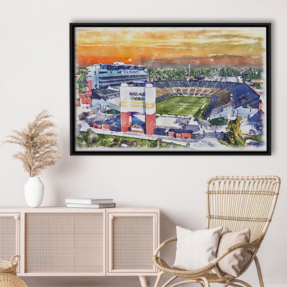 Boilermakers Stadium, Ross Ade Painting Stadium Watercolor, Sport Gift Art, Framed Canvas Print Wall Art