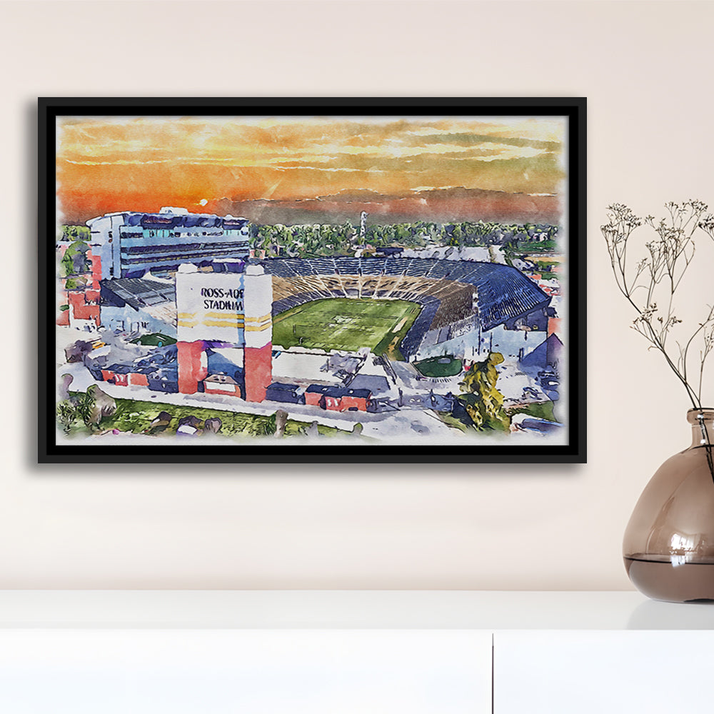 Boilermakers Stadium, Ross Ade Painting Stadium Watercolor, Sport Gift Art, Framed Canvas Print Wall Art