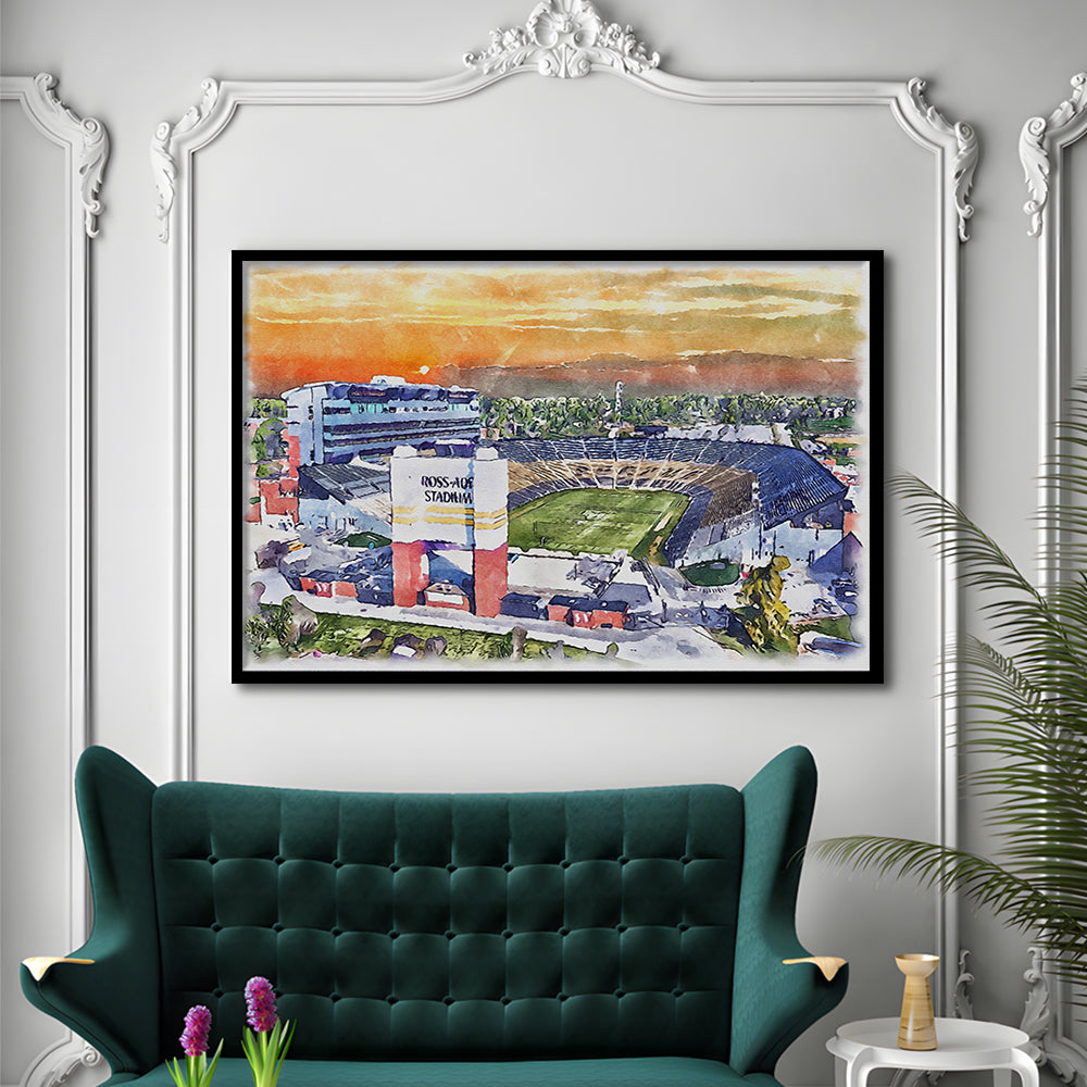 Boilermakers Stadium, Ross Ade Painting Stadium Watercolor, Sport Gift Art, Framed Art Print Wall Decor