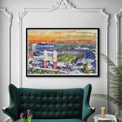 Boilermakers Stadium, Ross Ade Painting Stadium Watercolor, Sport Gift Art, Framed Art Print Wall Decor