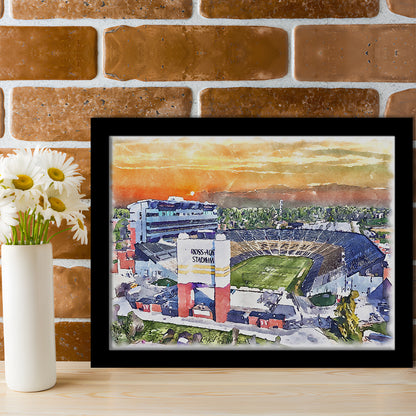 Boilermakers Stadium, Ross Ade Painting Stadium Watercolor, Sport Gift Art, Framed Art Print Wall Decor