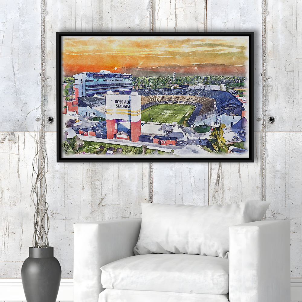 Boilermakers Stadium, Ross Ade Painting Stadium Watercolor, Sport Gift Art, Framed Canvas Print Wall Art