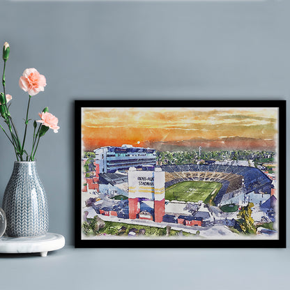 Boilermakers Stadium, Ross Ade Painting Stadium Watercolor, Sport Gift Art, Framed Art Print Wall Decor
