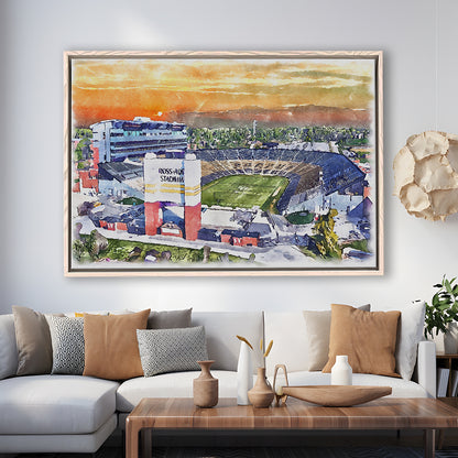 Boilermakers Stadium, Ross Ade Painting Stadium Watercolor, Sport Gift Art, Framed Canvas Print Wall Art