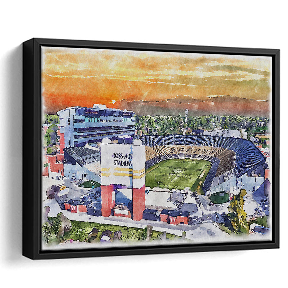 Boilermakers Stadium, Ross Ade Painting Stadium Watercolor, Sport Gift Art, Framed Canvas Print Wall Art