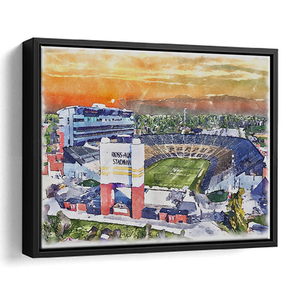 Boilermakers Stadium, Ross Ade Painting Stadium Watercolor, Sport Gift Art, Framed Canvas Print Wall Art