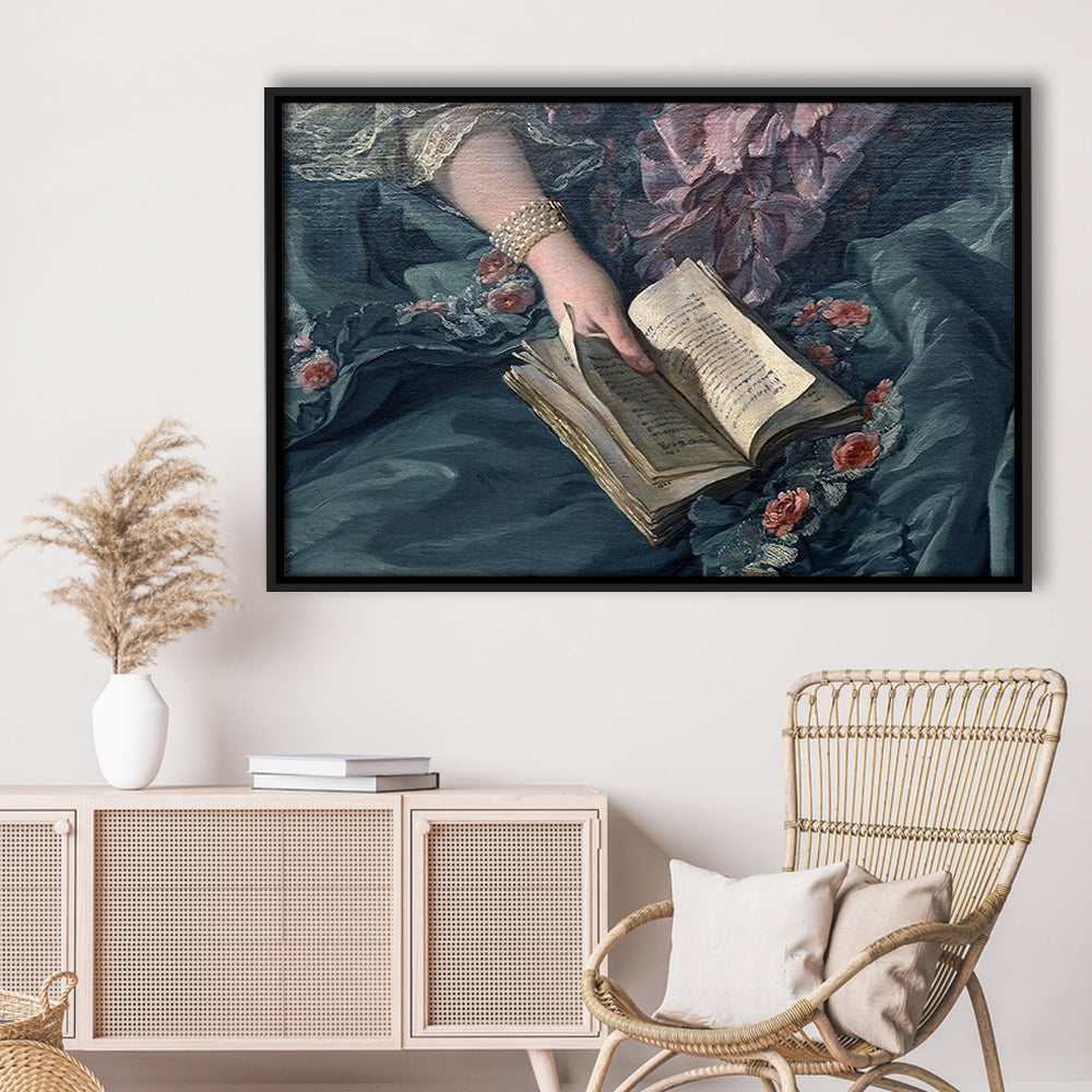 Book Reading Art Print, Altered Art, Bedroom Print, Pink Print Art, Floating Framed Canvas Print Wall Art
