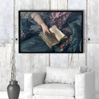 Book Reading Art Print, Altered Art, Bedroom Print, Pink Print Art, Floating Framed Canvas Print Wall Art