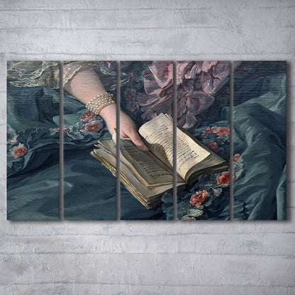 Book Reading Art Print, Altered Art, Bedroom Print, Pink Print Art, Multi Panels Canvas Print Wall Art