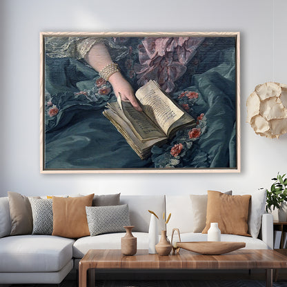 Book Reading Art Print, Altered Art, Bedroom Print, Pink Print Art, Floating Framed Canvas Print Wall Art