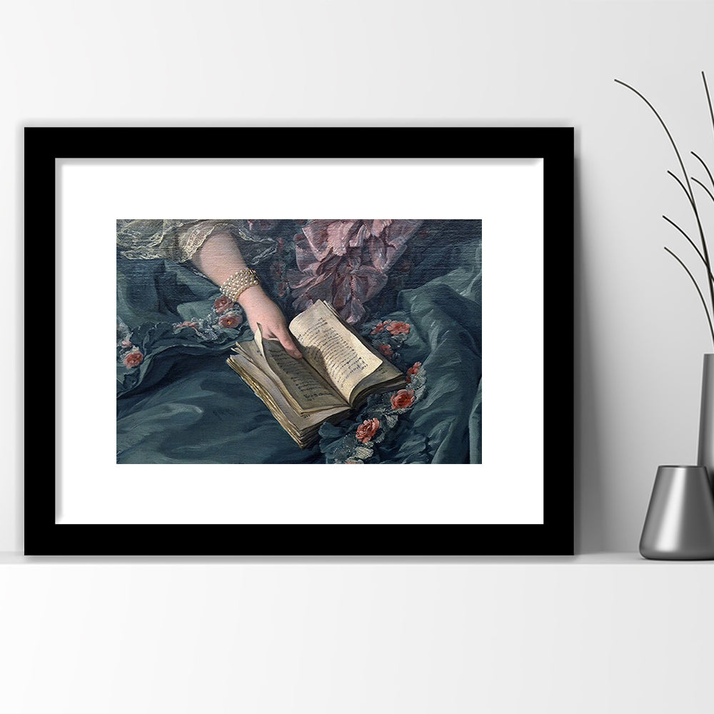 Book Reading Art Print, Altered Art, Bedroom Print, Pink Print Art, Framed Art Print White Border Wall Decor