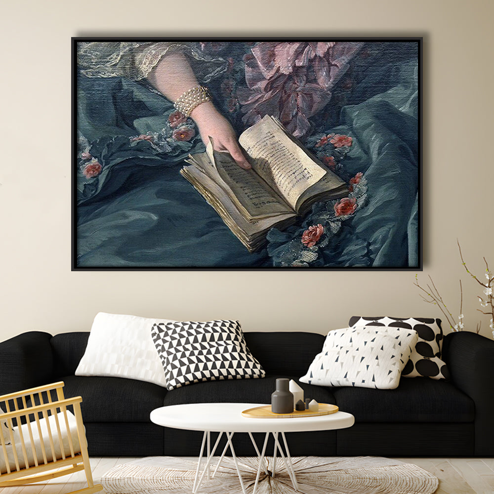 Book Reading Art Print, Altered Art, Bedroom Print, Pink Print Art, Floating Framed Canvas Print Wall Art
