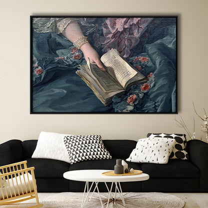 Book Reading Art Print, Altered Art, Bedroom Print, Pink Print Art, Floating Framed Canvas Print Wall Art