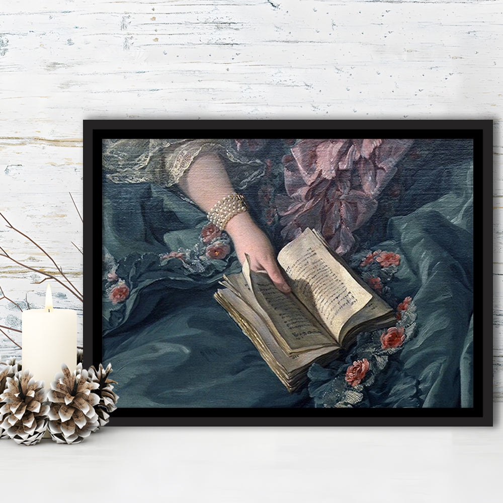 Book Reading Art Print, Altered Art, Bedroom Print, Pink Print Art, Floating Framed Canvas Print Wall Art