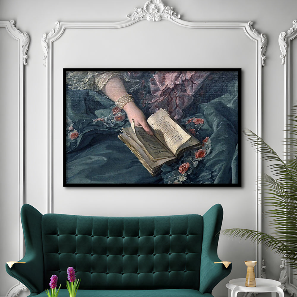 Book Reading Art Print, Altered Art, Bedroom Print, Pink Print Art, Framed Art Print Wall Decor, Framed Picture