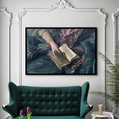 Book Reading Art Print, Altered Art, Bedroom Print, Pink Print Art, Framed Art Print Wall Decor, Framed Picture