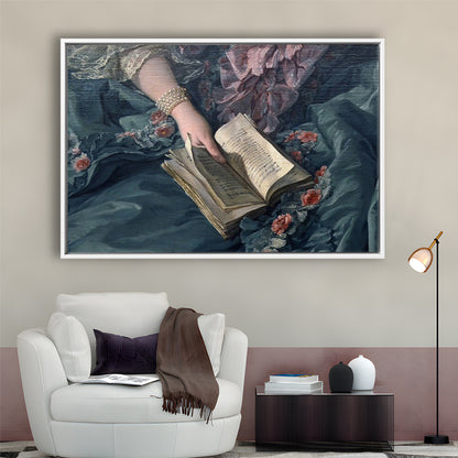 Book Reading Art Print, Altered Art, Bedroom Print, Pink Print Art, Floating Framed Canvas Print Wall Art