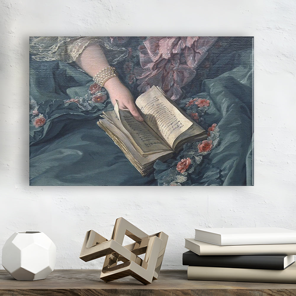 Book Reading Art Print, Altered Art, Bedroom Print, Pink Print Art, Canvas Print Wall Art Home Decor