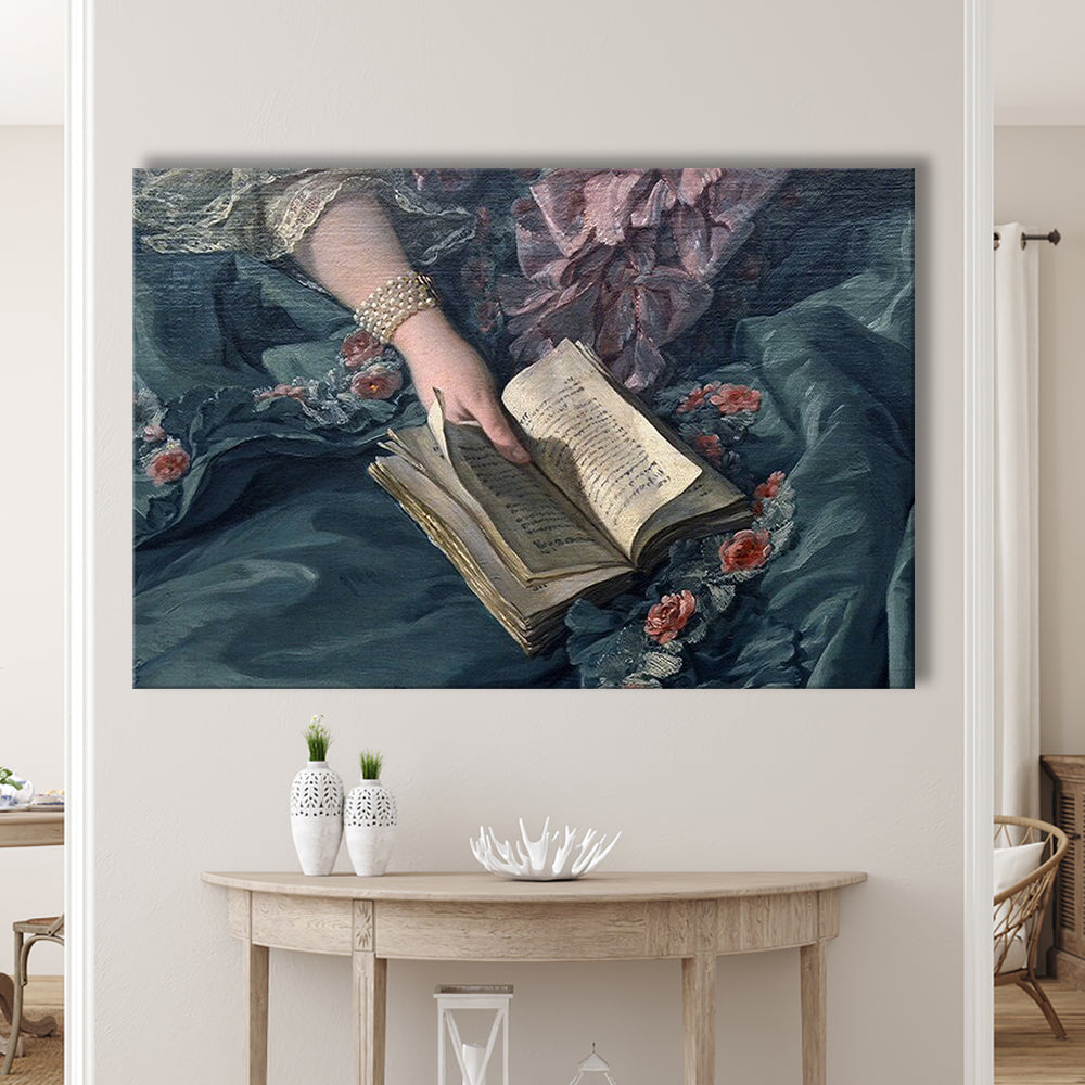 Book Reading Art Print, Altered Art, Bedroom Print, Pink Print Art, Canvas Print Wall Art Home Decor