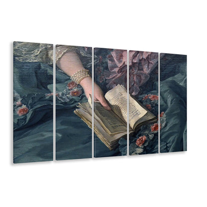 Book Reading Art Print, Altered Art, Bedroom Print, Pink Print Art, Multi Panels Canvas Print Wall Art