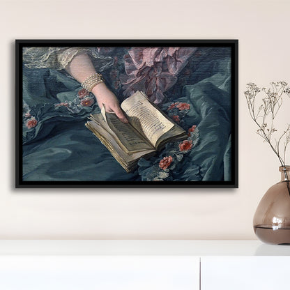 Book Reading Art Print, Altered Art, Bedroom Print, Pink Print Art, Floating Framed Canvas Print Wall Art