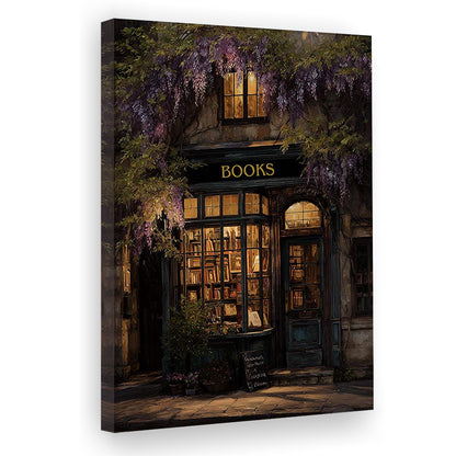 Bookstore Art Print, Library Wall Decor, Gift For Book Lover, Reading Nook, Moody Bookstore Art Print, Canvas Print, Canvas Decor