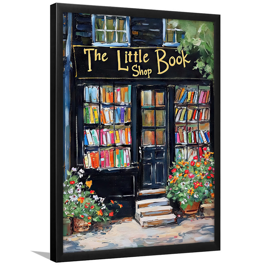Bookstore Painting Art Print The Little Book Shop Book Lovers , Framed Art Print Wall Decor, Picture Framed