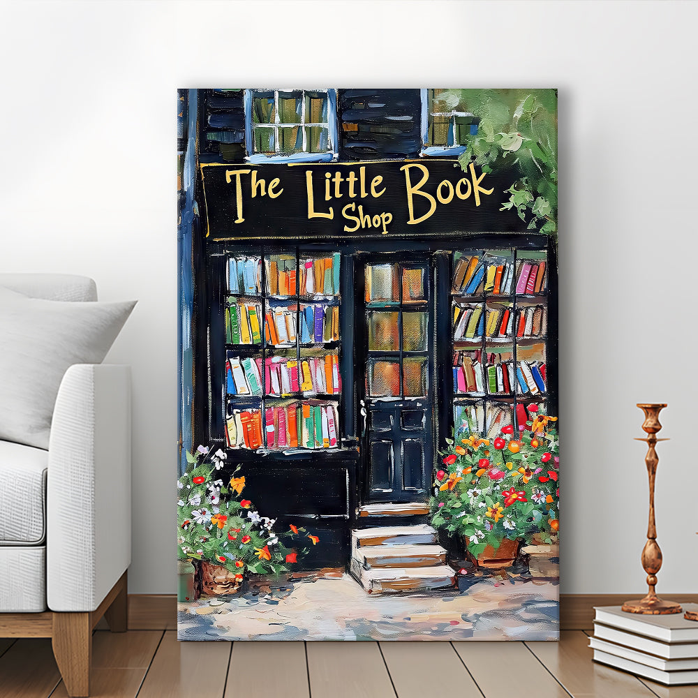 Bookstore Painting Art Print The Little Book Shop Book Lovers , Canvas Print Wall Art, Wall Decor, Painting Canvas