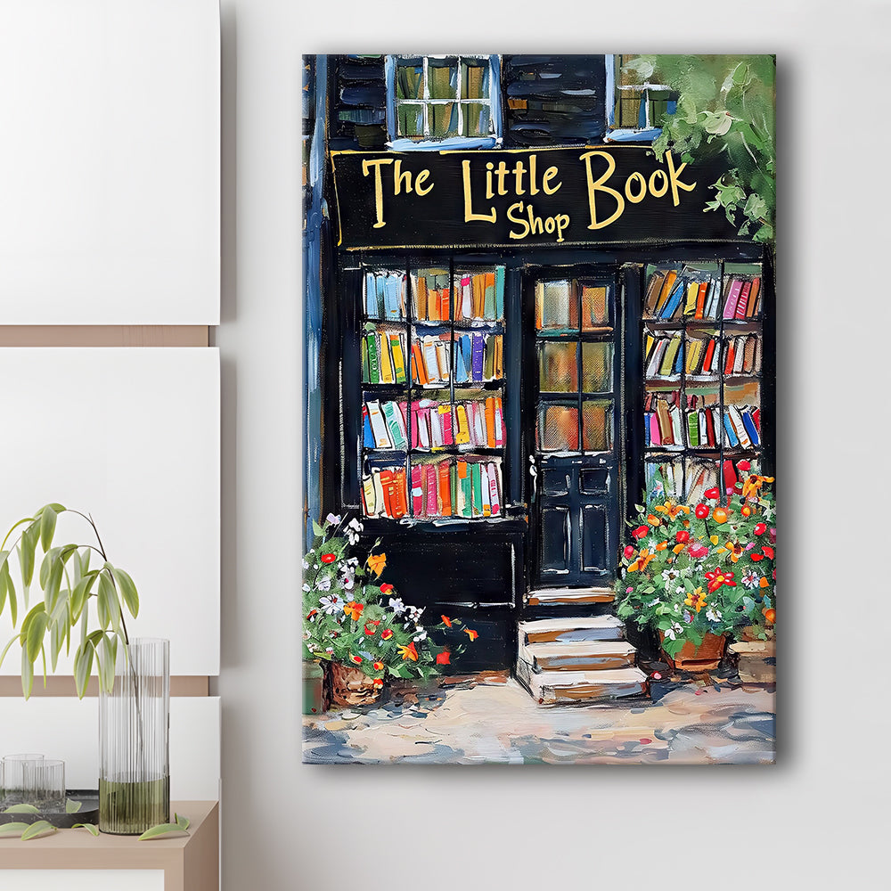 Bookstore Painting Art Print The Little Book Shop Book Lovers , Canvas Print Wall Art, Wall Decor, Painting Canvas