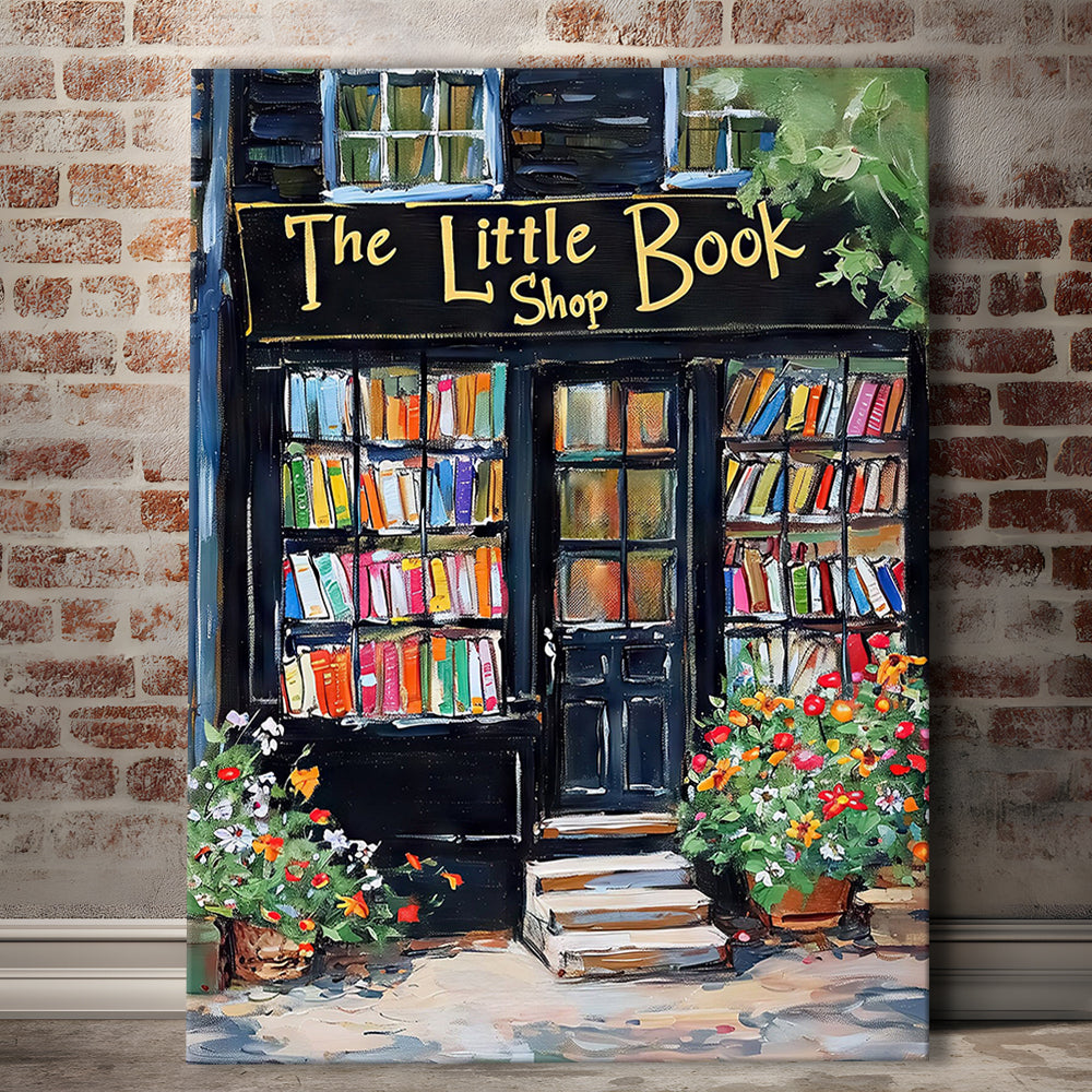 Bookstore Painting Art Print The Little Book Shop Book Lovers , Canvas Print Wall Art, Wall Decor, Painting Canvas