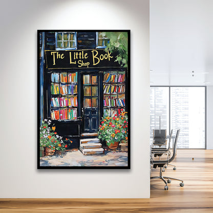 Bookstore Painting Art Print The Little Book Shop Book Lovers , Framed Art Print Wall Decor, Picture Framed