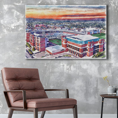 Boone Pickens Stadium, Oklahoma State Football Painting Stadium Watercolor, Sport Art, Gifts for him, Canvas Print Wall Art