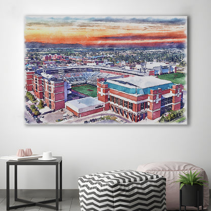 Boone Pickens Stadium, Oklahoma State Football Painting Stadium Watercolor, Sport Art, Gifts for him, Canvas Print Wall Art