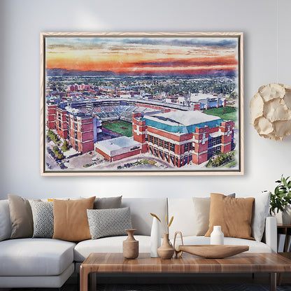 Boone Pickens Stadium, Oklahoma State Football Painting Stadium Watercolor, Sport Gift Art, Framed Canvas Print Wall Art