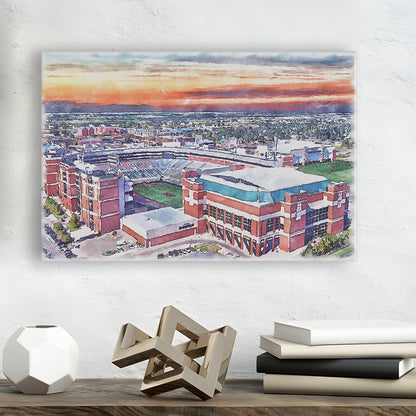 Boone Pickens Stadium, Oklahoma State Football Painting Stadium Watercolor, Sport Art, Gifts for him, Canvas Print Wall Art
